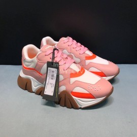 Versace Cowhide Mesh Thick Soled Sneakers For Men And Women Pink
