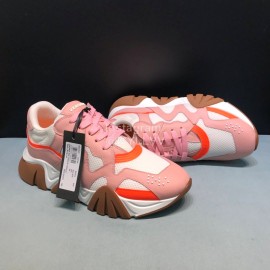 Versace Cowhide Mesh Thick Soled Sneakers For Men And Women Pink