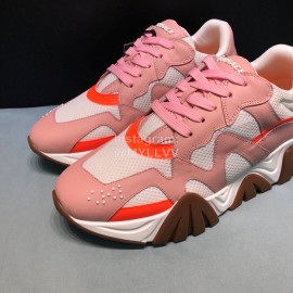 Versace Cowhide Mesh Thick Soled Sneakers For Men And Women Pink