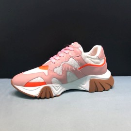 Versace Cowhide Mesh Thick Soled Sneakers For Men And Women Pink