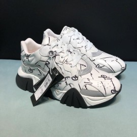 Versace Cowhide Thick Soled Sneakers For Men And Women White