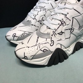 Versace Cowhide Thick Soled Sneakers For Men And Women White