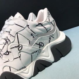 Versace Cowhide Thick Soled Sneakers For Men And Women White