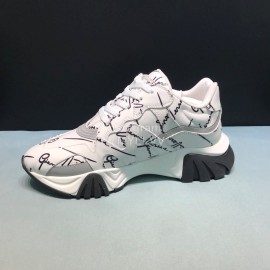 Versace Cowhide Thick Soled Sneakers For Men And Women White