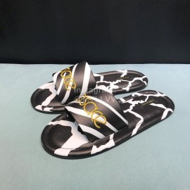 Versace Fashion Printing Leather Casual Slippers For Men Black