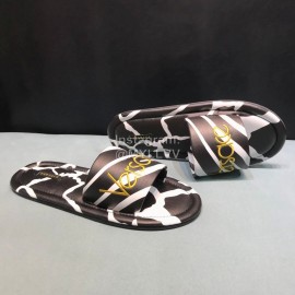 Versace Fashion Printing Leather Casual Slippers For Men Black
