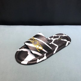 Versace Fashion Printing Leather Casual Slippers For Men Black