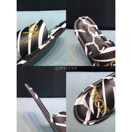 Versace Fashion Printing Leather Casual Slippers For Men Black