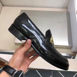 Versace Embroidered Cowhide Casual Loafers For Men Black