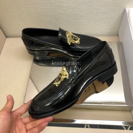 Versace Embroidered Cowhide Casual Loafers For Men Black