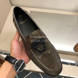 Versace Embroidered Cowhide Casual Loafers For Men Brown
