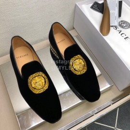 Versace Velvet Cowhide Casual Loafers For Men Black
