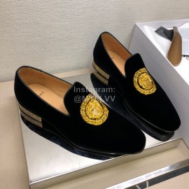 Versace Velvet Cowhide Casual Loafers For Men Black