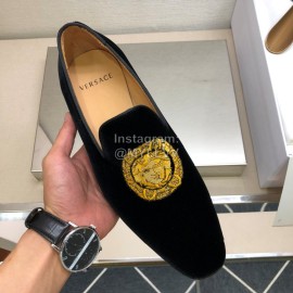 Versace Velvet Cowhide Casual Loafers For Men Black