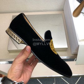 Versace Velvet Cowhide Casual Loafers For Men Black