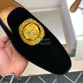 Versace Velvet Cowhide Casual Loafers For Men Black