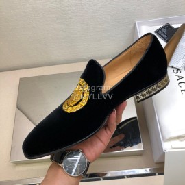 Versace Velvet Cowhide Casual Loafers For Men Black