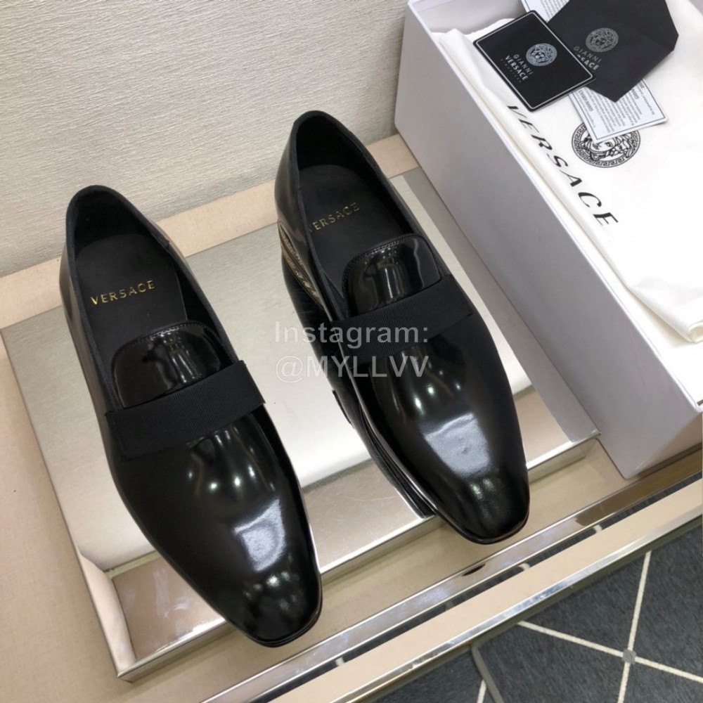 Versace Black Cowhide Casual Loafers For Men