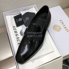Versace Black Cowhide Casual Loafers For Men