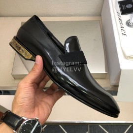 Versace Black Cowhide Casual Loafers For Men