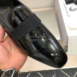 Versace Black Cowhide Casual Loafers For Men