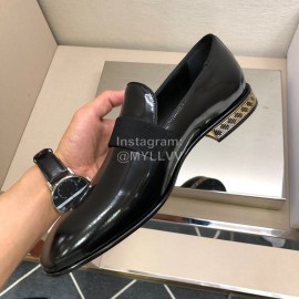 Versace Black Cowhide Casual Loafers For Men