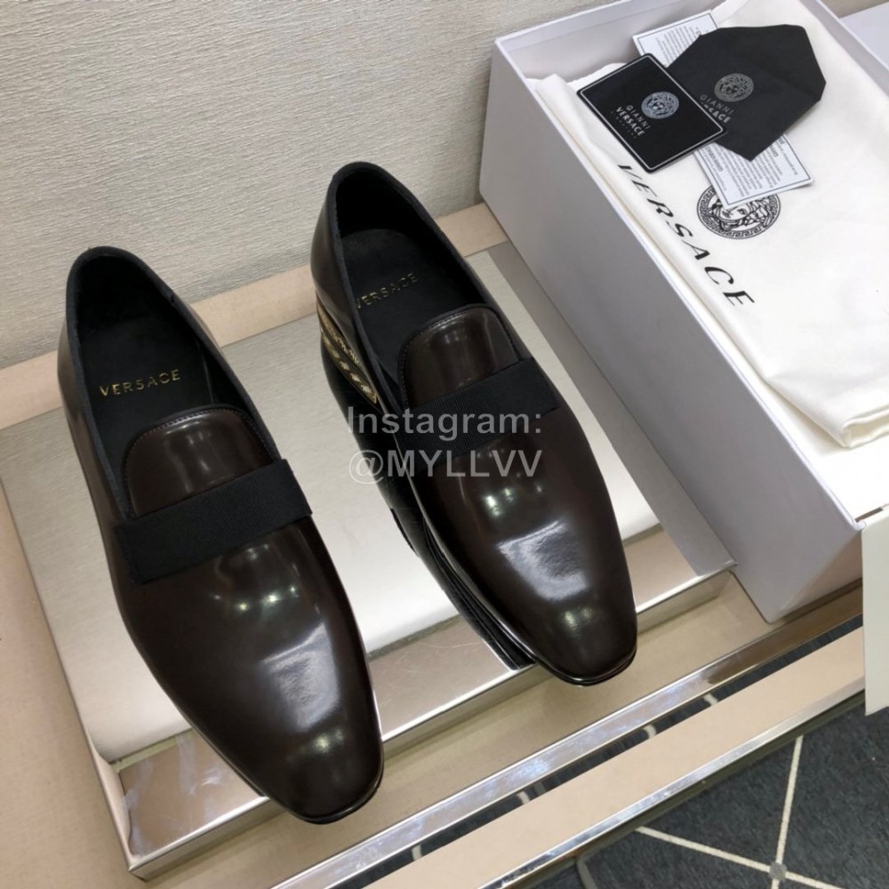 Versace Brown Cowhide Casual Loafers For Men