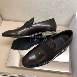 Versace Brown Cowhide Casual Loafers For Men