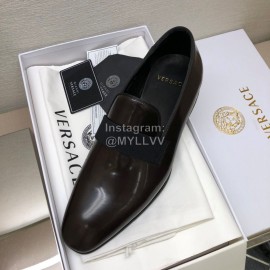 Versace Brown Cowhide Casual Loafers For Men