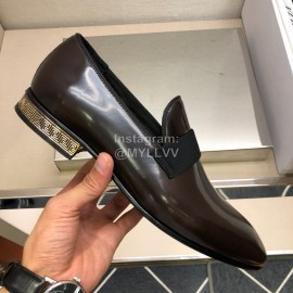 Versace Brown Cowhide Casual Loafers For Men