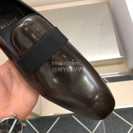 Versace Brown Cowhide Casual Loafers For Men