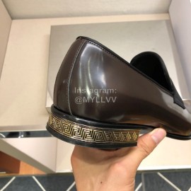 Versace Brown Cowhide Casual Loafers For Men