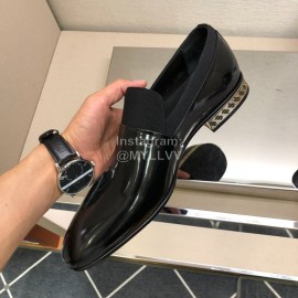 Versace Black Calf Leather Casual Loafers For Men