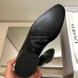 Versace Navy Calf Leather Casual Loafers For Men