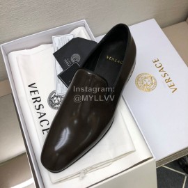 Versace Brown Calf Leather Casual Loafers For Men