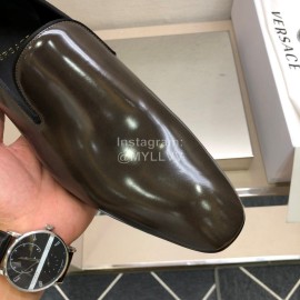 Versace Brown Calf Leather Casual Loafers For Men