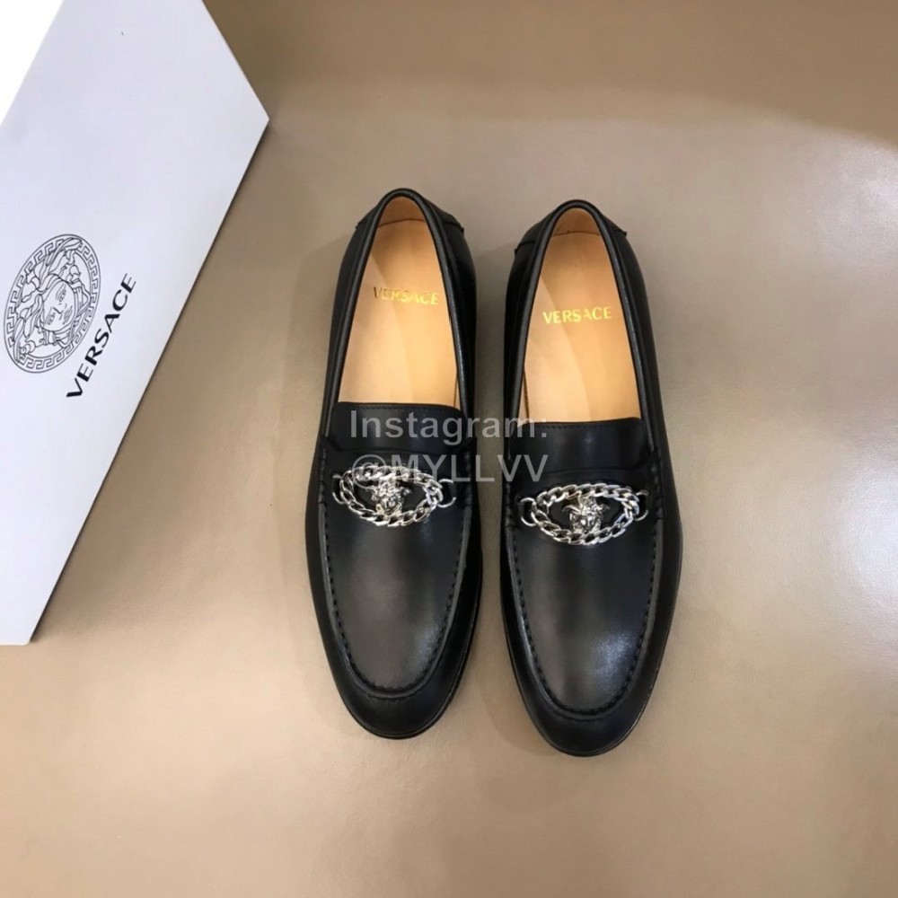 Versace Calf Leather Business Shoes For Men Black