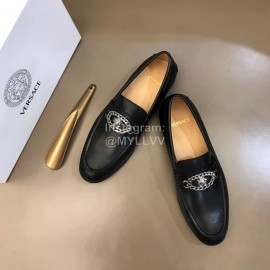 Versace Calf Leather Business Shoes For Men Black