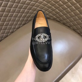 Versace Calf Leather Business Shoes For Men Black