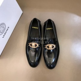 Versace Black Calf Leather Business Shoes For Men 