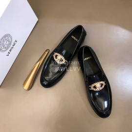 Versace Black Calf Leather Business Shoes For Men 