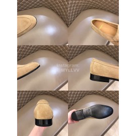 Versace Velvet Calf Leather Business Shoes For Men Khaki