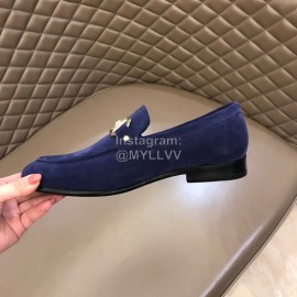 Versace Velvet Calf Leather Business Shoes For Men Navy