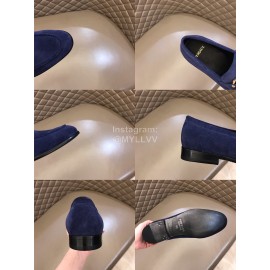 Versace Velvet Calf Leather Business Shoes For Men Navy