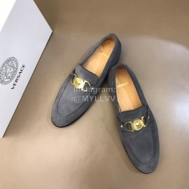 Versace Velvet Calf Leather Business Shoes For Men Gray
