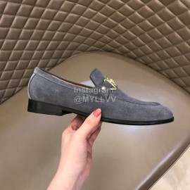 Versace Velvet Calf Leather Business Shoes For Men Gray