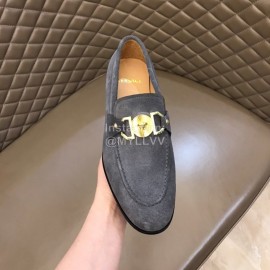 Versace Velvet Calf Leather Business Shoes For Men Gray