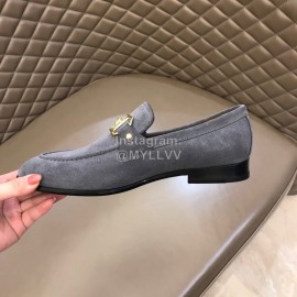 Versace Velvet Calf Leather Business Shoes For Men Gray