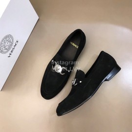 Versace Velvet Calf Leather Business Shoes For Men Black