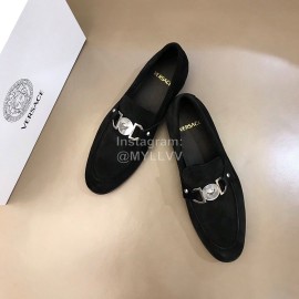 Versace Velvet Calf Leather Business Shoes For Men Black